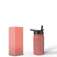 Thermos isotherme pour enfants en acier inoxydable personnalisé de 12 oz, bouteille d'eau pour l'école avec paille, écologique et portable