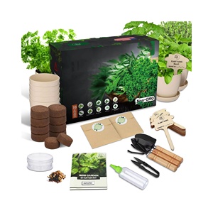 Offre Spéciale intérieur sans OGM 5 herbes bricolage cuisine jardin rebord de fenêtre pot de plante grandir démarreur Kit de culture Pots plateaux goutte à goutte - Product Image 1