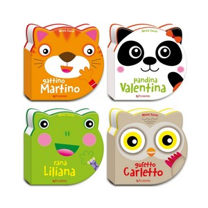 Libros de Cartón con Forma de Cara Estilo Edicart con Forro de EVA, Aprendizaje de Historias Coloridas para Niños, Hechos en Italia, 4 Artículos, 10 Páginas - Product Image 1