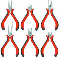 Kit de pinces métriques miniatures en acier au carbone pour la fabrication de bijoux et la perlage, avec poignée souple, à dents, à bec plat long, isolées, pour fil, OEM