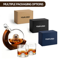 Ensemble de carafe à whisky de luxe pour le golf, 2 verres, support en bois massif, carafe à liqueur créative, cadeaux promotionnels d'entreprise pour la retraite