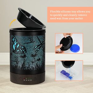 Kim Loại Đen Bướm Chuồn Chuồn Mẫu 7 Màu Led Thay Đổi Sáp Điện Tan Chảy Ấm Hơn Với Bộ Hẹn Giờ Đèn Dầu Thơm Cho Gia Đình - Product Image 4