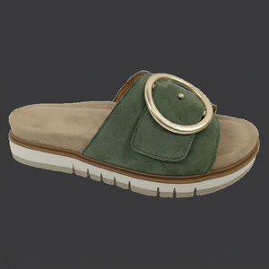 Sandalias de Plataforma Verdes de Gamuza, Punta Abierta, Acolchadas, Planas, de Verano, con Suela de EVA y Goma - Product Image 1