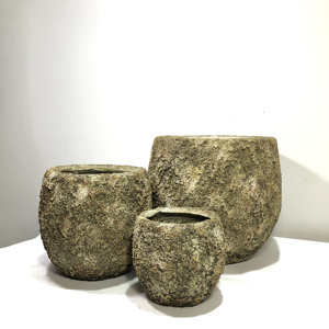 Ensemble de pots à fleurs en béton rustique 2026, texture irrégulière, jardinières durables en fibrociment pour jardin et extérieur - Product Image 5