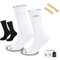 Chaussettes de sport pour hommes avec logo personnalisé, chaussettes de basketball blanches rembourrées, respirantes, en maille, mi-mollet