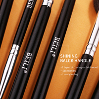 Ensemble professionnel de 15 pinceaux de maquillage pour les yeux avec manche en bois (pinceaux pour sourcils, cils et lèvres) (style éventail angulaire)