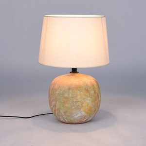 Vintage Farmhouse Ceramic LED E26 AC Middle Table Lamp for Fabric Drum Shade Eye-Caring for Bedroom Living Room Study - Product Image 1