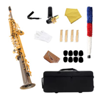 Bb Soprano Saxophone Brass Gold Lacquer Finish Black Nickel Keys Integrated Design