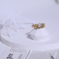 Bague en or véritable K Trendy Simple Triple Couche Multicouche Jaune 14K 18K pour hommes et femmes Couples