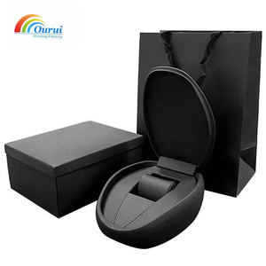 Watch Storage <b>Box</b> with Lid Elegant Solid <b>Black</b> Design for Watch Packaging - Product Image 1