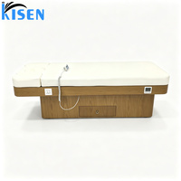 Table de massage électrique incurvée KISEN en cuir blanc personnalisable pour salon de beauté, lit de soin facial et cils avec 4 moteurs
