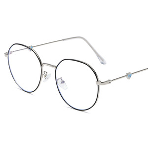 Anti Blue Light Round <b>Metal</b> <b>Frame</b> Glasses For Women Heart Shaped Temples 9019 - Product Image 3