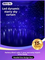 Rideau LED Lumineux Étoilé Bleu et Blanc en Tissu Noir pour Décoration de Scène de Mariage