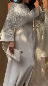Conjunto <span class=keywords><strong>de</strong></span> Abaya <span class=keywords><strong>de</strong></span> 2 Piezas Loriya, Elegante Vestido Interior y Túnica Exterior <span class=keywords><strong>de</strong></span> Malla con Lentejuelas <span class=keywords><strong>de</strong></span> Poliéster para Mujeres Musulmanas, Estilo Dubai, Modesto, Islámico, Otoño - Product Image 2