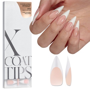 XCOATTIPS Faux Ongles Réutilisables en Gros, Longs Stiletto, Couverture Complète, French Manucure, Gel Souple, Pointe X-Coat, Faits à la Main, à Coller - Product Image 1
