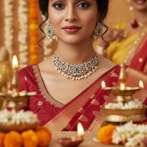 New Launch Fancy Gajaah 925 Sterling <b>Silver</b> <b>Choker</b> Necklace & Earrings Set Pure <b>Silver</b> Bridal & Festive Jewellery for Women - Product Image 3