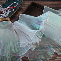 14CM de large cour bleu dentelle tissu plissé effet sirène Laser néon lustre pour les femmes robe
