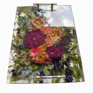 Portapapeles de Resina Floral con Clips Dorados, Tablero Acrílico con Flores Secas para Oficina en Casa - Product Image 1