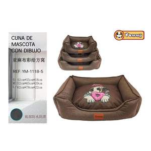 Set Letto per Animali Domestici in Lino Grigio a Tre Pezzi, Design a Nido Quadrato con Dettagli Verniciati a Spruzzo - Product Image 1