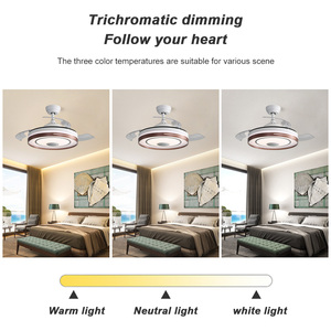 Đèn chùm quạt thông gió de techo Tres aspas con luz 42 inch có thể thu vào quạt trần với ánh sáng và điều khiển từ xa - Product Image 6