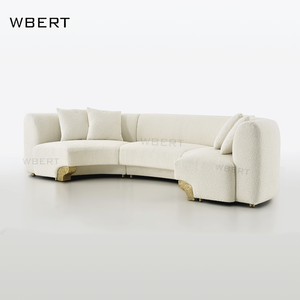 WBERT <span class=keywords><strong>di</strong></span> lusso <span class=keywords><strong>moderno</strong></span> divano curvo-mobili per la casa con gru in giada tessuto bianco e rame divano in metallo - Product Image 2