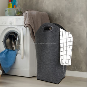 Panier à linge moderne pliable et empilable en feutre, réutilisable, écologique, durable, avec logo personnalisé et design élégant, pour armoire - Product Image 6