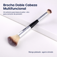 Pinceau de maquillage double embout JLY à poils courts, pinceau de fond de teint à double usage pour les produits liquides, crèmes et poudres