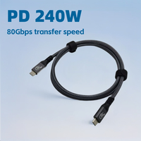 USB4 V2.0 80 Gbps 8K 60Hz Compatible Thunderbolt 5 PD 240W Gen4 5A Carga rápida Cobre puro Trenza Nylon USB Tipo-C Cámara de datos
