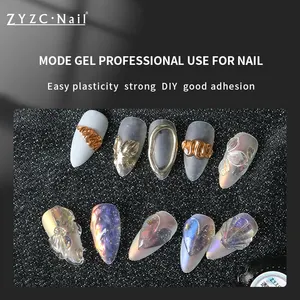 ZYZC PVC kuku Gel lembut 3D padat ukiran Gel UV DIY manikur kuku desain Gel bening lembut