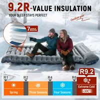 Matelas de couchage gonflable ultraléger OEM/ODM 9.2R-Value avec pompe à pied intégrée, oreiller compact en nylon 79 gris