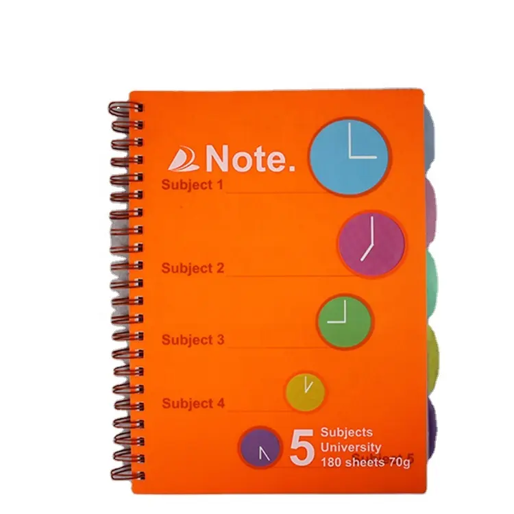 Su misura a buon mercato stampato copertura di larghezza collegio governato copertura di plastica a spirale notebook