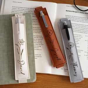 Ensemble de porte-stylo et carnet en cuir imitation antique gravé personnalisé avec nom, fait main, 2 pièces, couleur unie, fournitures de bureau - Product Image 4