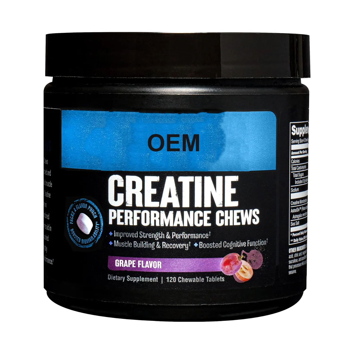 Sản phẩm bán chạy nhất 2023 không có bán lẻ nhãn hiệu riêng giảm cân bổ sung Creatine Monohydrate nhai máy tính bảng với với astragin