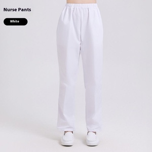 Pantalon d'infirmière unisexe blanc à taille élastique, grande taille XL, bas de tenue médicale rose et bleu en polyester/coton, accessoires hospitaliers en gros - Product Image 4