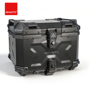 Boîte à bagages de <span class=keywords><strong>moto</strong></span> en alliage d'aluminium 45L-<span class=keywords><strong>3X</strong></span> avec motif en fibre de carbone, transfert d'eau, avec serrure et poignée noires (noir) - Product Image 1