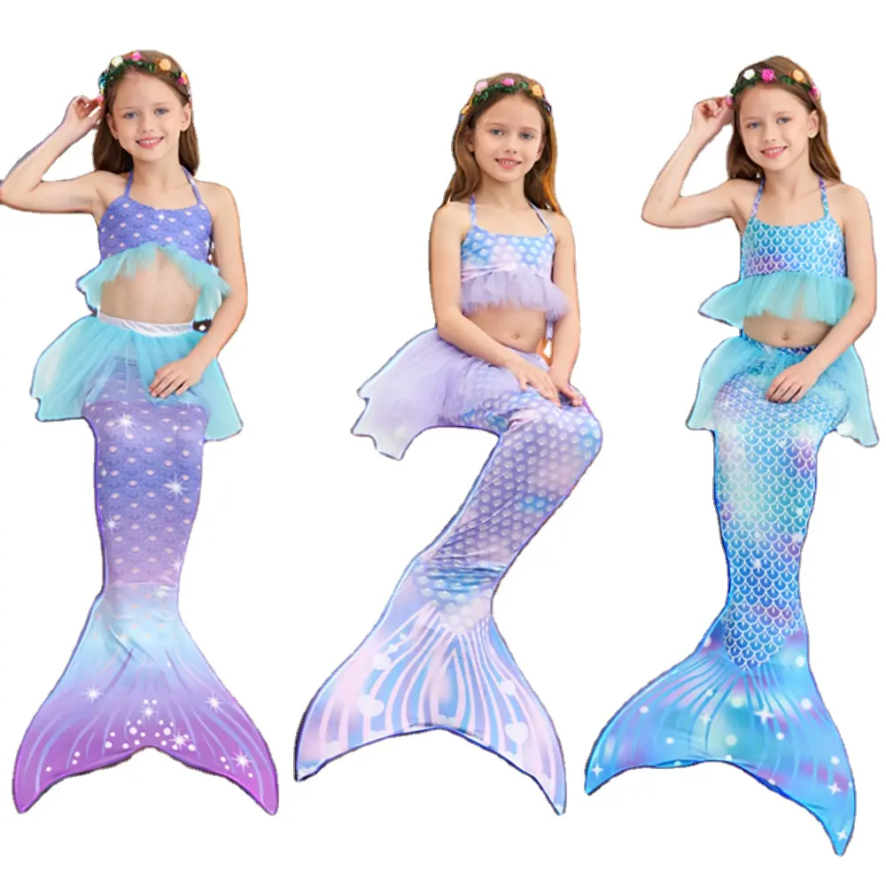 Melhor preço Vestido de banho para meninas, biquíni de cauda de sereia para crianças, roupa de verão para carnaval e festa, ideal para piscina