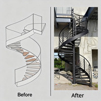 Escalier extérieur en spirale à arc courbé pour villa, décoration de maison moderne de luxe, aluminium, acier inoxydable, bois, verre, écologique, durable