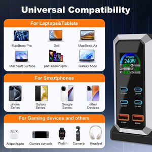 Station de charge USB GaN³ 240W, <span class=keywords><strong>chargeur</strong></span> rapide <span class=keywords><strong>6</strong></span> ports (4 USB-C + 2 USB-A) avec affichage numérique, concentrateur de charge de bureau PD 140W/65W - Product Image 6