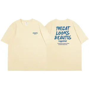 Simple English print men sweat shirt popular color versatile tee shirt custom short sleeve casual quantity t shirt