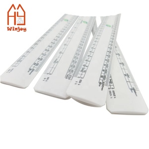 Righello in plastica di forma ovale piatta da vendita calda 30cm <span class=keywords><strong>L</strong></span> bordi smussati 4 diverse Scale rettilineo righello di misurazione personalizzato - Product Image 6