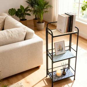 Estantes de Almacenamiento Cuadrados de Acero con Recubrimiento en Polvo Automático de 3 Niveles <span class=keywords><strong>para</strong></span> Interiores/Exteriores, Decoración del Hogar con Mosaico, Estanterías Metálicas <span class=keywords><strong>para</strong></span> Zapatos y <span class=keywords><strong>Macetas</strong></span> - Product Image 5