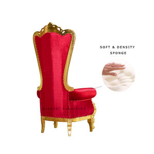 थोक ठोस लकड़ी के नक्काशीदार शादी घटना उच्च वापस मखमल लाल सिंहासन सोफे - Product Image 3