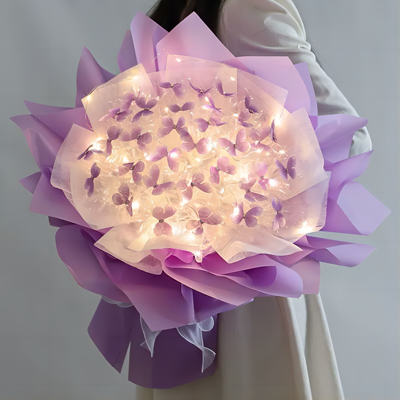 Papillon chaud fleur paquet Led lumière Couple petite amie mariage fête d'anniversaire décor cadeau bricolage papillon Bouquets