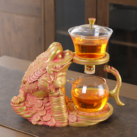Nouvelle Conception Dragon Phénix Lanterne de Palais Auspicieuse Théière Style Classique Semi-Automatique en Verre Écologique 450ml Service à Thé Paresseux