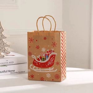Custom Christmas Holiday Candy Party Recyclable Tote Brown <b>Bag</b> Creative Paper Color Gift <b>Bag</b> with Handle - Product Image 4