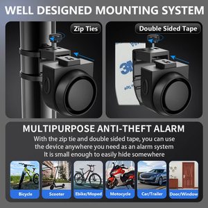 Alarma Antirrobo para Bicicleta con Sensor de Vibración, Sistema de Seguridad para Motocicleta, Alarma Inalámbrica a Prueba de Agua con Control Remoto para Puerta y Ventana de Bicicleta - Product Image 3