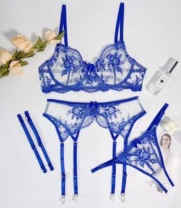 Set di tre pezzi di pizzo ricamato <span class=keywords><strong>Sexy</strong></span> da donna di lusso vendita calda con biancheria intima <span class=keywords><strong>Sexy</strong></span> traspirante - Product Image 6