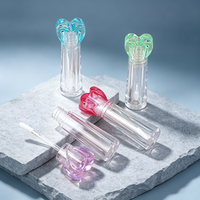 Offre Spéciale – Tube d'huile à lèvres vide de 6 ml avec bouchon en forme de cœur, contenant transparent conique en plastique pour brillant à lèvres avec applicateur brosse