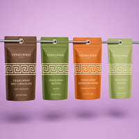 Sachets personnalisés à trois soudures latérales, imprimés sur mesure, pour poudre de protéines, poudre de curcuma et poudre de superaliments