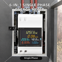 Compteur d'énergie 6-en-1 avec affichage en temps réel : facteur de puissance, tension, courant, puissance active, fréquence - Monophasé